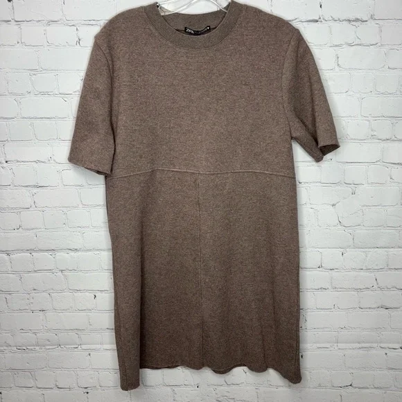 NWT Zara Short Sleeve Mini Sweater Dress - Picture 1 of 5